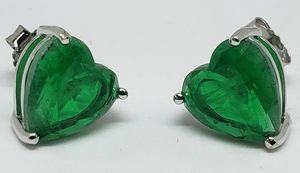 Simulated Emerald heart stud earrings